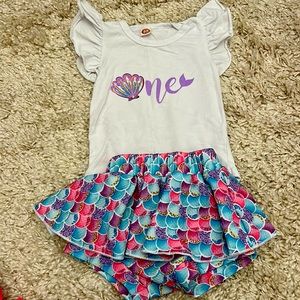 Baby girl mermaid birthday outfit